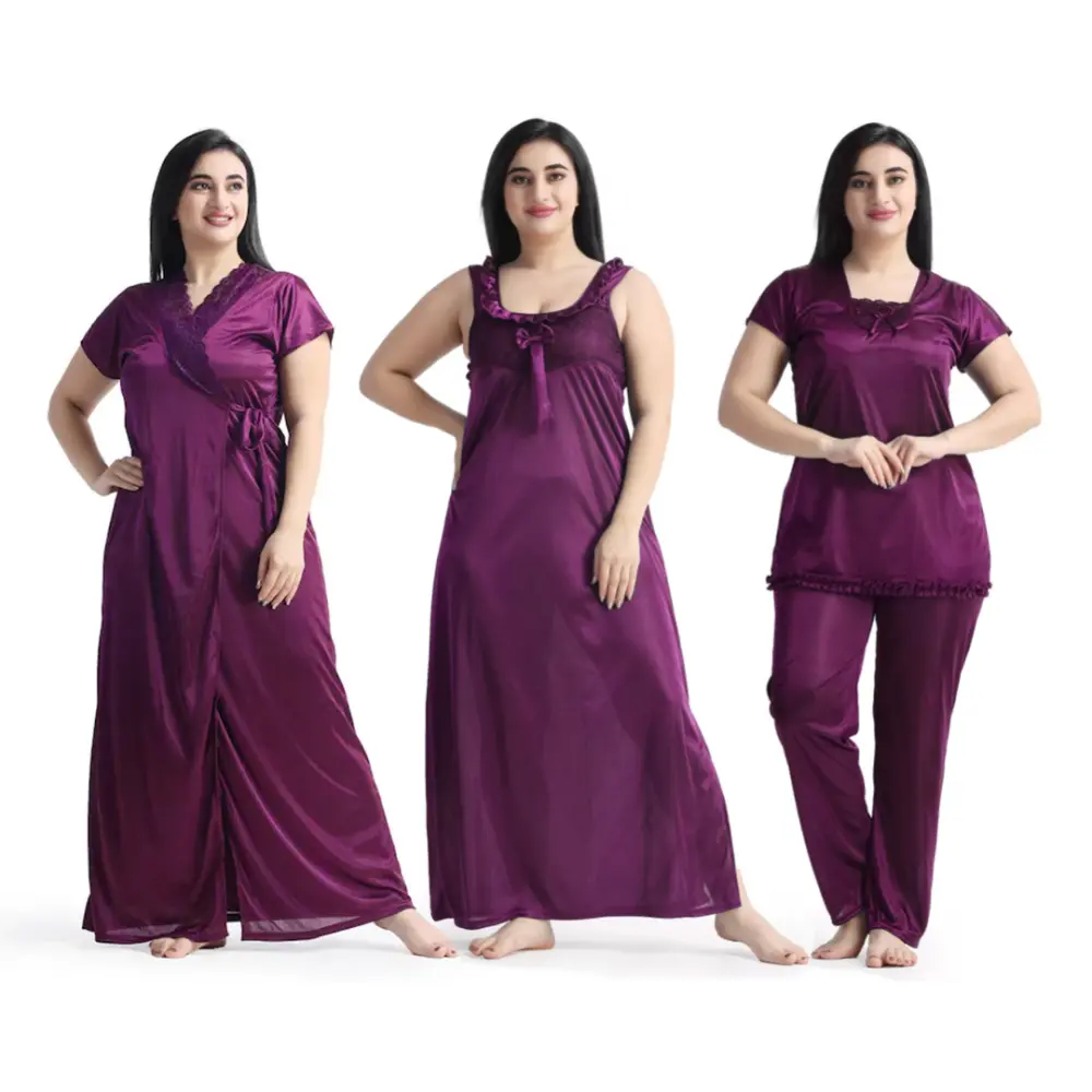 Premium 4 Part Nighty Dress (Purple)