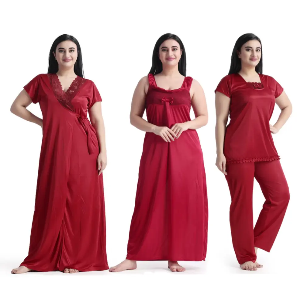 Premium 4 Part Nighty Dress (Maroon)