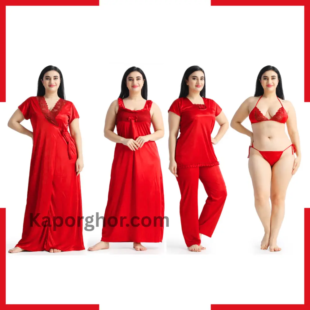 Premium 6 Part Nighty Red